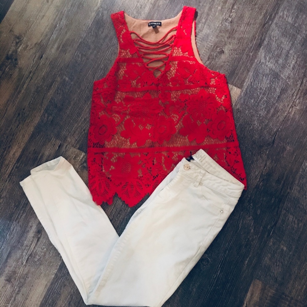 Red lace top